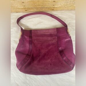 B Makowsky Magenta Leather Suede Handbag Hobo Shoulder Bag Flaws